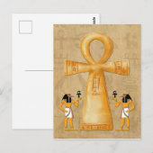 Ankh Schlüssel des Lebens auf Hieroglyphe Postkarte (Vorne/Hinten)