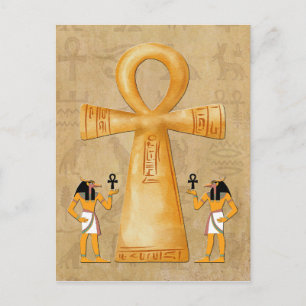 Ankh Schlüssel des Lebens auf Hieroglyphe Postkarte