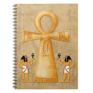Ankh Schlüssel des Lebens auf Hieroglyphen Notizbu Notizblock