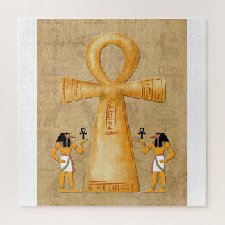 Ankh-Schlüssel des Lebens auf Hieroglyphen-Puzzle Puzzle
