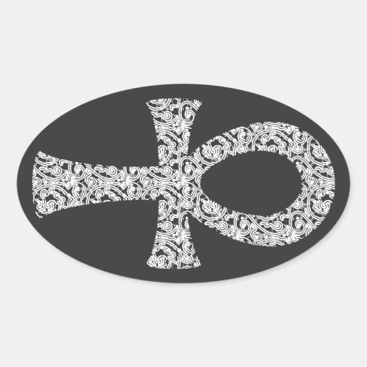 Ankh Swirl Pattern Ovaler Aufkleber (Vorderseite)