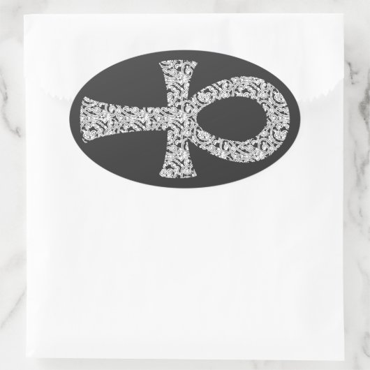 Ankh Swirl Pattern Ovaler Aufkleber (Tasche)