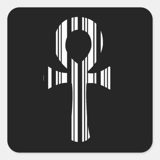 ANKH SYMBOL BAR CODE Ankhs Barcode Design Pattern Quadratischer Aufkleber (Vorderseite)