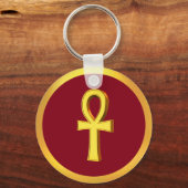 Ankh Tau Kreuz mit Goldenem Kreis auf Crimson Schlüsselanhänger (Vorderseite)