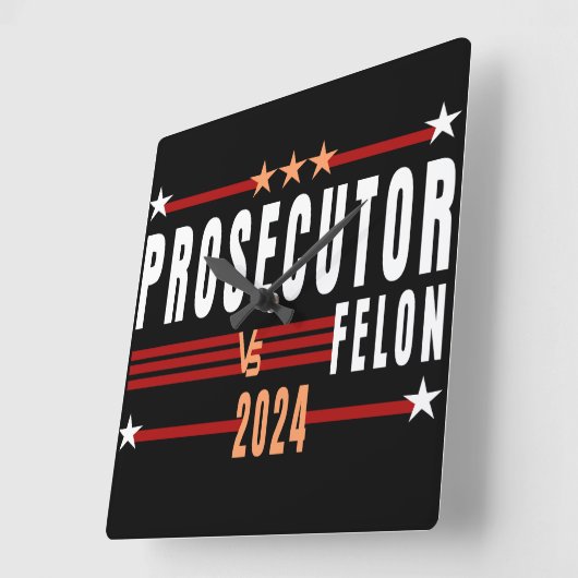 Ankläger Vs Felon 2024 Wall Clock Quadratische Wanduhr (Winkel)