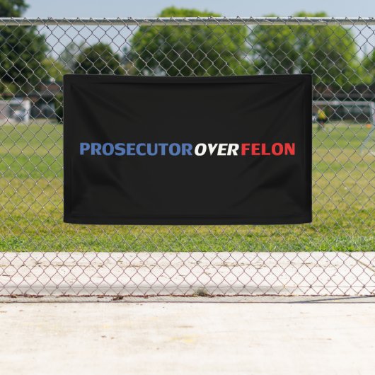 Anklägerin über Felon Rot-Weiß-Typografie Banner (Insitu)