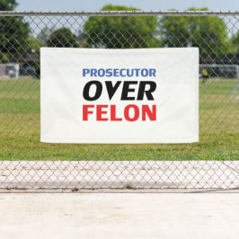 Anklägerin über Felon Typografie, rot-weiß Banner