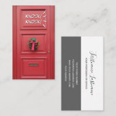 Anklopfen an der roten Tür Comic lustige Aufmerksa Visitenkarte (Vorne/Hinten)