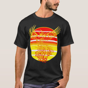 Ankommender Phoenix und Retro Sunrise Vector Art T-Shirt