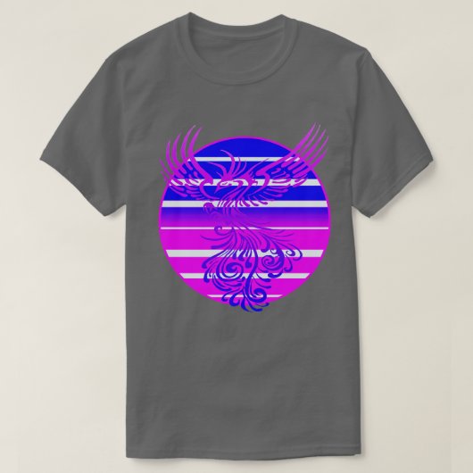 Ankommender Phoenix und Retro Sunrise Vector Art T-Shirt (Design vorne)
