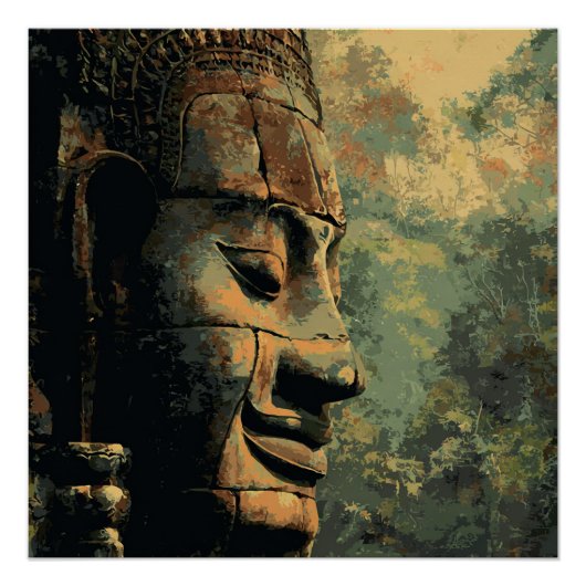 Ankor Thom Kambodscha Antike Dschungel Statue Post Poster (Vorderseite)
