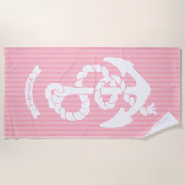 Ankreuzen Ihres Namens oder Zitats in Rosa und Wei Strandtuch