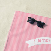 Ankreuzen Ihres Namens oder Zitats in Rosa und Wei Strandtuch (Beispiel)