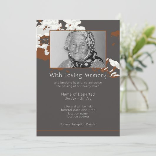 Ankündigung abstrakter Personalisierter Beerdigung (Stehend Vorderseite)