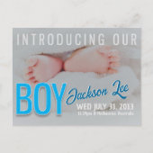 Ankündigung Baby BOY Foto Postkarte (Vorderseite)
