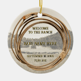 Ankündigung Baby-Cowboy oder Cowgirl Keramik Ornament