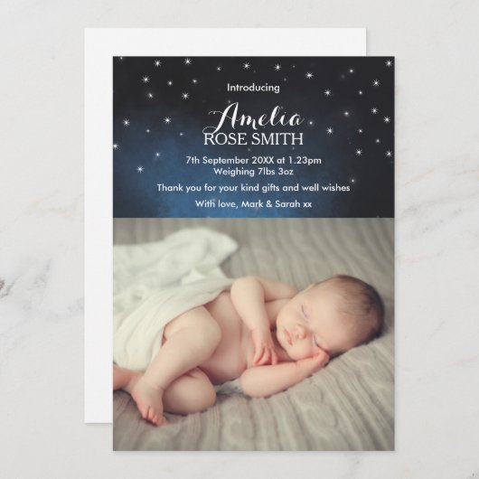 Ankündigung/Dankeschön-Karte für das Baby Ankündigung (Vorne/Hinten)