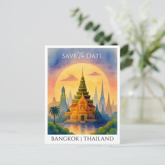 Ankündigung Datum freihalten Bangkok Thailand Postkarte (Stehend Vorderseite)
