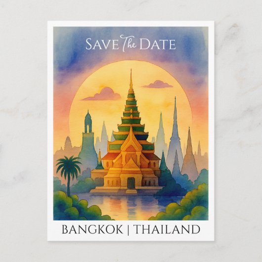 Ankündigung Datum freihalten Bangkok Thailand Postkarte (Vorderseite)