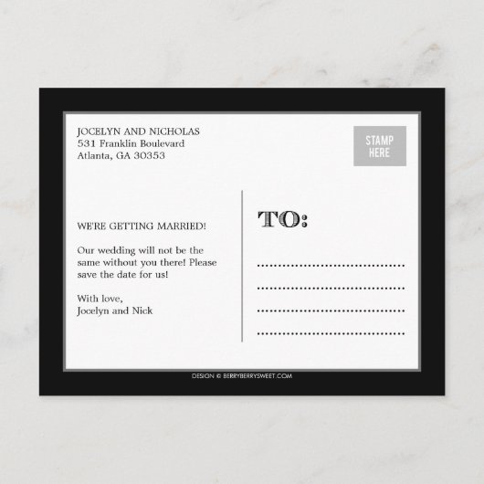 Ankündigung Datum freihalten der Verlobung (Rückseite)