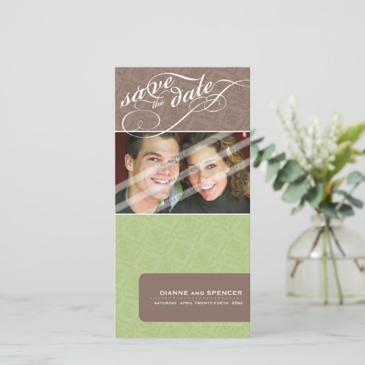 Ankündigung Datum freihalten: extravaganter Text 1 (Stehend Vorderseite)