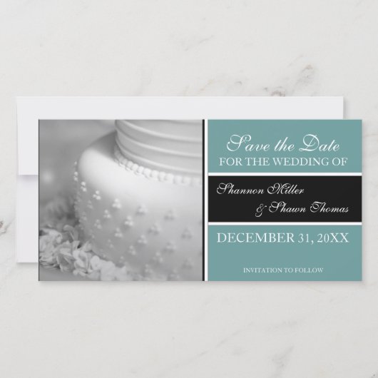 Ankündigung Datum freihalten Foto-Karten {Aquamari (Vorderseite)