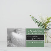 Ankündigung Datum freihalten Foto-Karten {Grün} (Stehend Vorderseite)