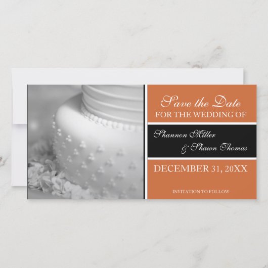 Ankündigung Datum freihalten Foto-Karten {Orange} (Vorderseite)
