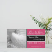 Ankündigung Datum freihalten Foto-Karten {Pink} (Stehend Vorderseite)