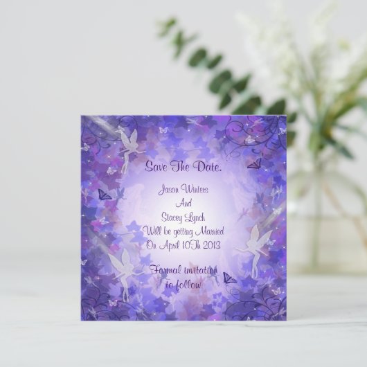 Ankündigung Datum freihalten Lila Fairy (Stehend Vorderseite)