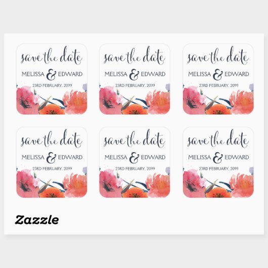 Ankündigung Datum freihalten Quadratischer Aufkleber (Blatt)