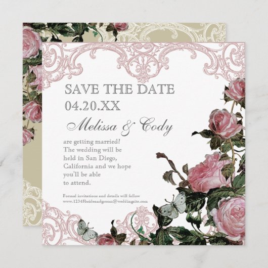 Ankündigung Datum freihalten - Trellis Rose Vintag (Vorne/Hinten)