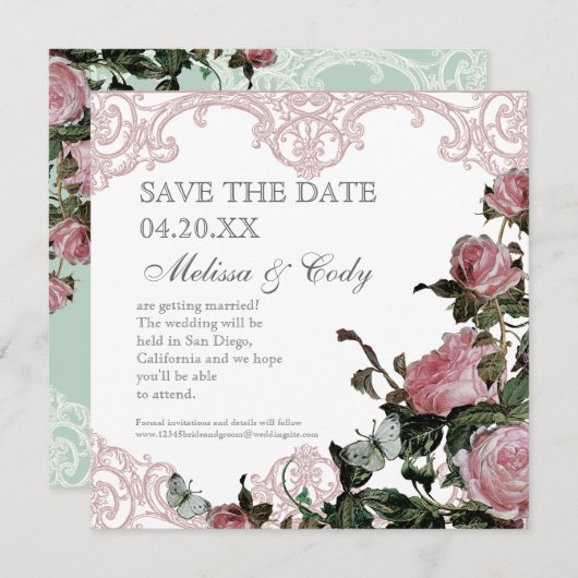 Ankündigung Datum freihalten - Trellis Rose Vintag (Vorne/Hinten)