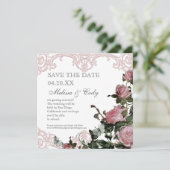 Ankündigung Datum freihalten - Trellis Rose Vintag (Stehend Vorderseite)