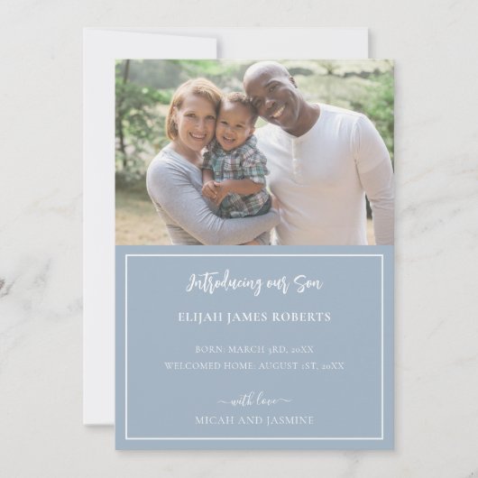 Ankündigung der Adoption Blau und Weiß Streifen (Vorderseite)