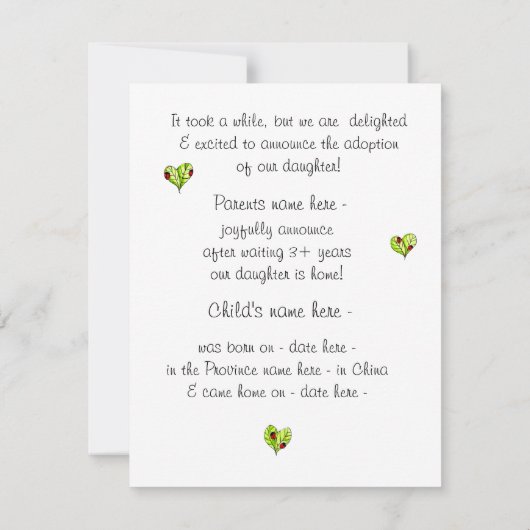 Ankündigung der Adoption Ladybug (Rückseite)