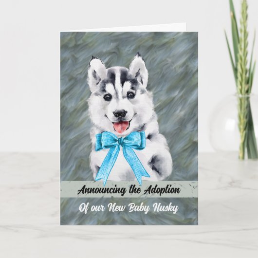 Ankündigung der Adoption von Baby Husky Dog (Vorderseite)