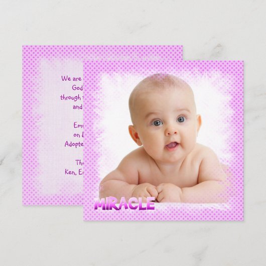 Ankündigung der Adoption von Mädchen (Vorne/Hinten)