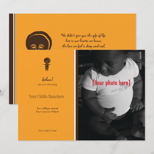 Ankündigung der äthiopischen Boy-Adoption (Vorne/Hinten)