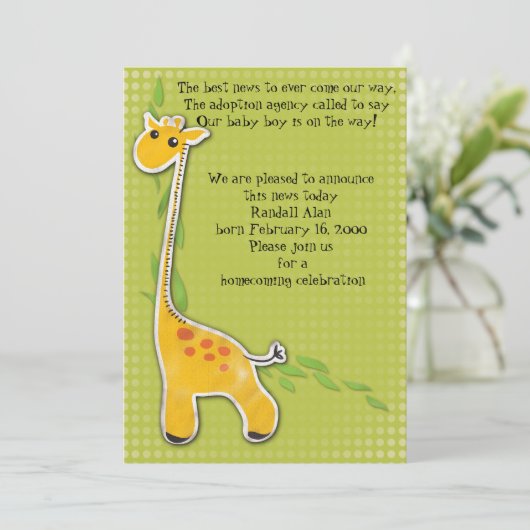 Ankündigung der Babygiraffe Adoption (Stehend Vorderseite)