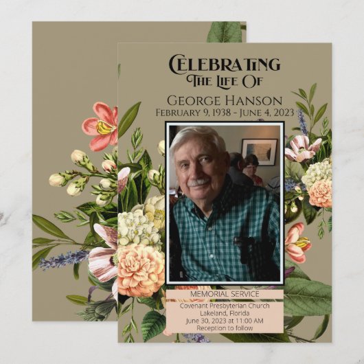 Ankündigung der Beerdigung von Peach Greeneral (Vorne/Hinten)