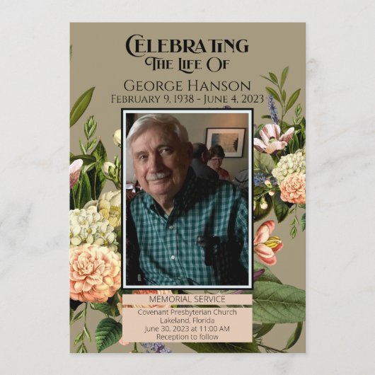 Ankündigung der Beerdigung von Peach Greeneral (Vorderseite)