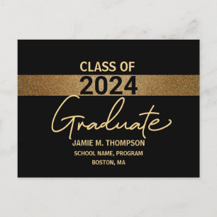 Ankündigung der Black Gold Class von 2024 Abschlus Postkarte