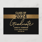 Ankündigung der Black Gold Class von 2024 Abschlus Postkarte (Vorderseite)