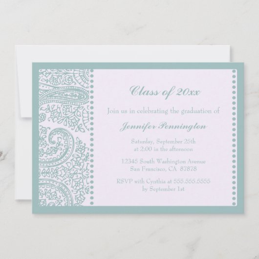 Ankündigung der Blue aquamarin Pisley Graduierungs (Vorderseite)