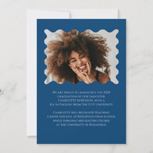 Ankündigung der Blue Bow Graduation Party (Rückseite)