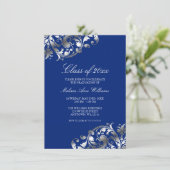 Ankündigung der Blue Silver Swirl Graduation Party (Stehend Vorderseite)