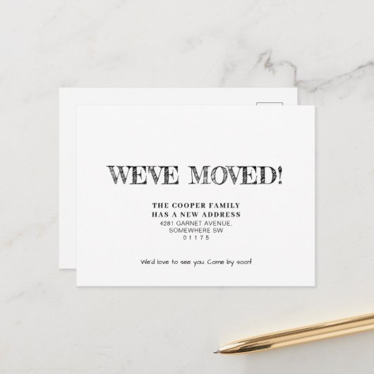 Ankündigung der einfachen Bewegung Postkarte (Vorderseite/Rückseite Beispiel)