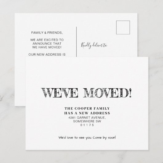 Ankündigung der einfachen Bewegung Postkarte (Vorne/Hinten)