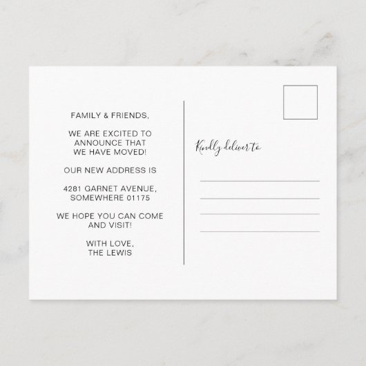 Ankündigung der einfachen Bewegung Postkarte (Rückseite)